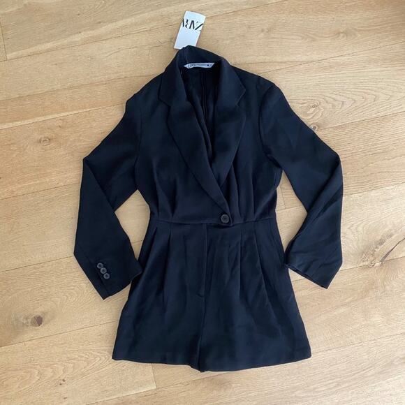 Zara Blazer Style Long Sleeve Romper in Black - Picture 1 of 5